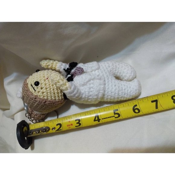 6" Handmade Amigurumi Nurse Doll Keychain Boho Knit Crocheted Front Line Worker - Picture 4 of 4